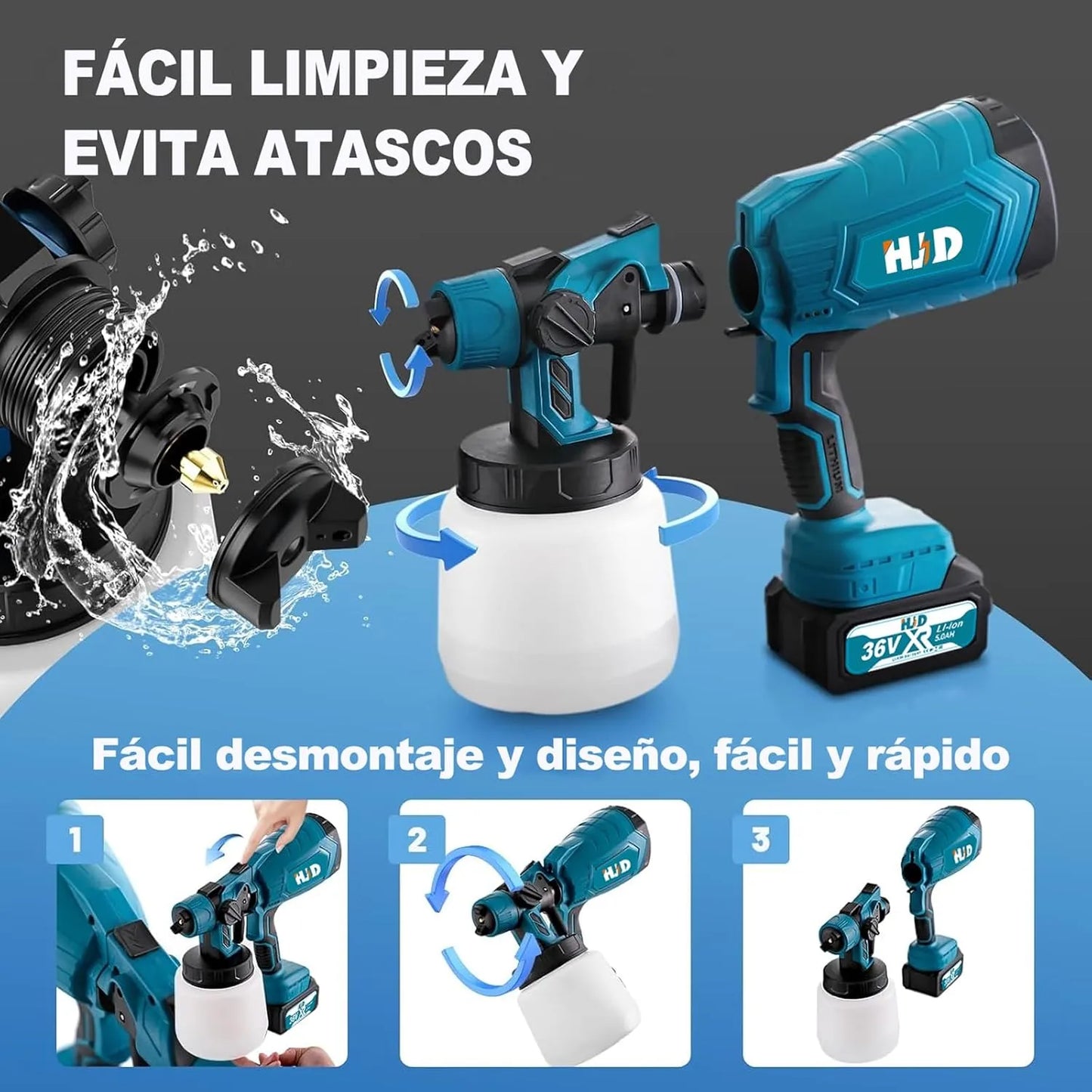 Pistola de Pintura Inalámbrica Portátil (Cualquier Tipo de Pintura)