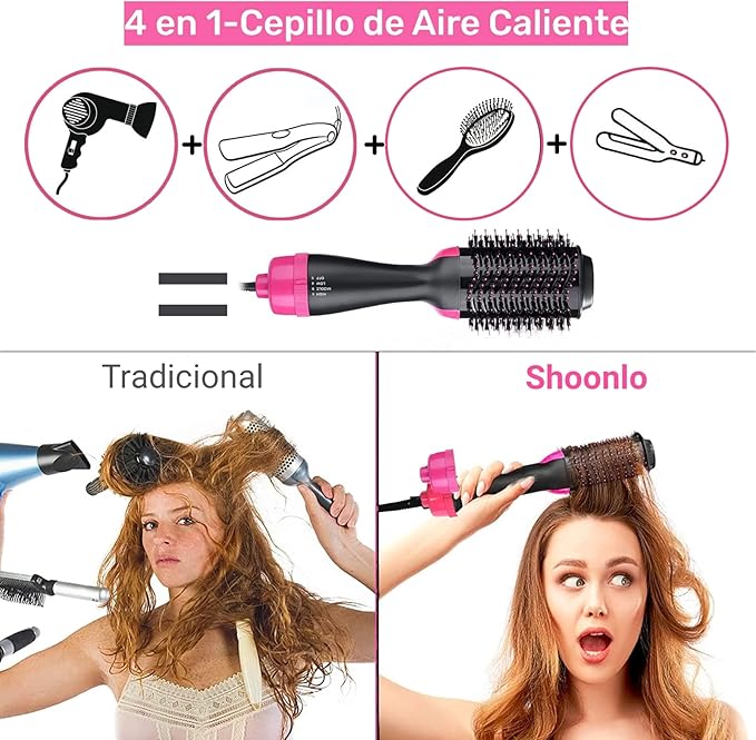 Cepillo Secador 4 En 1 Multifuncional Para Todo Tipo De Cabello