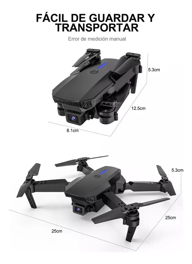 Mini Drone Con Cámara 4k Negro 2.4ghz 2 Baterías Negro Orfeld